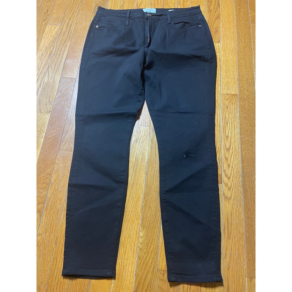 Frame Jeans Womens Size 32 Black Denim Le High Rise Skinny Denim Zip Fly Casual - Picture 1 of 7